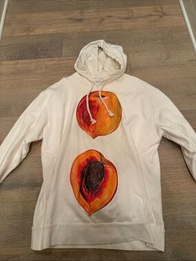 JW ANDERSON Cream Hoodie with Peach Graphic